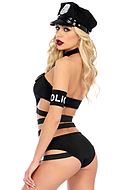 Female police officer, teddy costume, halterneck, strappy front
